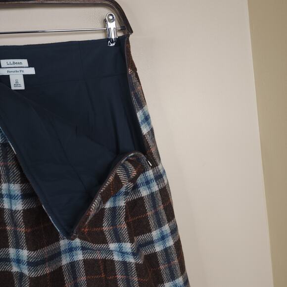 L.L. Bean Brown Plaid Mini Pencil Skirt Wool Blend Size 12 - Picture 5 of 8